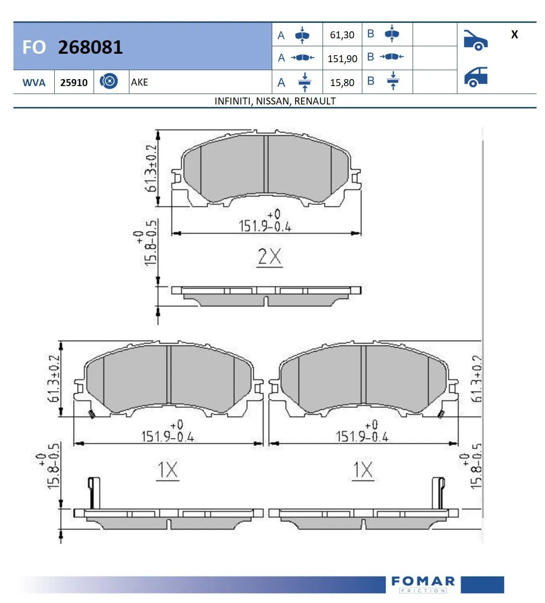 Brake Pad Set, disc brake